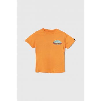 Quiksilver tricou de bumbac pentru copii TROPICALFADEBOY culoarea portocaliu, cu imprimeu