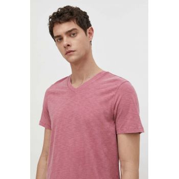 Superdry tricou din bumbac barbati, culoarea roz, neted