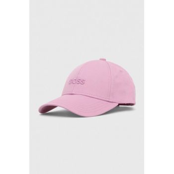 BOSS șapcă de baseball din bumbac culoarea violet, neted