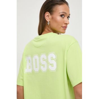 BOSS Orange tricou din bumbac femei, culoarea verde 50520478