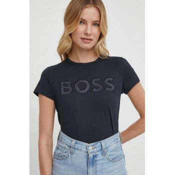 BOSS tricou din bumbac femei, culoarea bleumarin 50514967