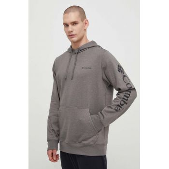 Columbia bluză Trek bărbați, culoarea gri, cu glugă, cu imprimeu  1957913