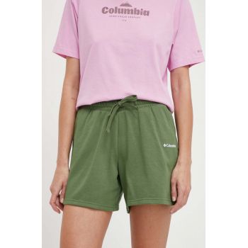 Columbia pantaloni scurți Trek femei, culoarea verde, cu imprimeu, high waist 2032941