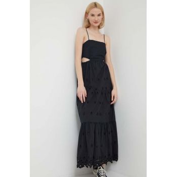 Desigual rochie din bumbac culoarea negru, maxi, evazati