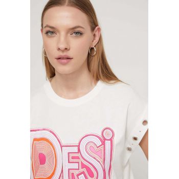 Desigual tricou din bumbac femei, culoarea alb ieftin