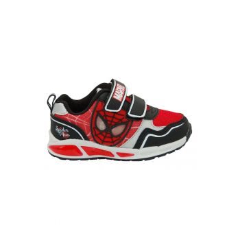 Pantofi sport cu velcro si model Spiderman