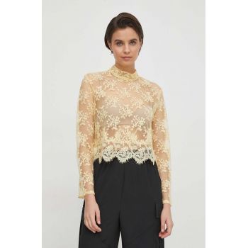 Sisley bluza femei, culoarea bej, neted de firma originala