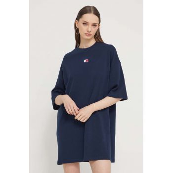 Tommy Jeans rochie din bumbac culoarea albastru marin, mini, oversize