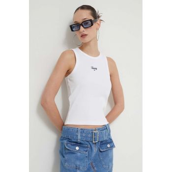 Tommy Jeans top femei, culoarea alb