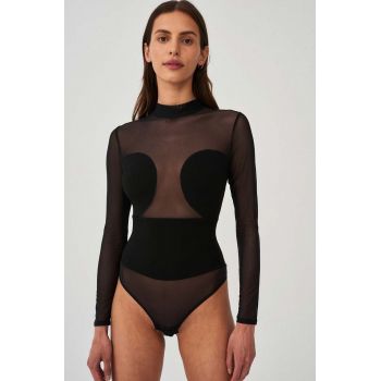Undress Code body All-Nighter Bodysuit culoarea negru, transparent, neted ieftin