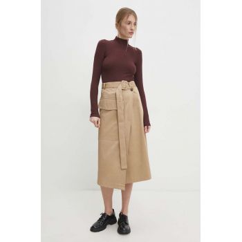 Answear Lab fusta culoarea maro, midi, evazati de firma originala