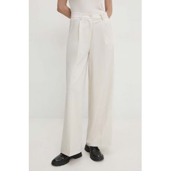 Answear Lab pantaloni femei, culoarea bej, drept, high waist