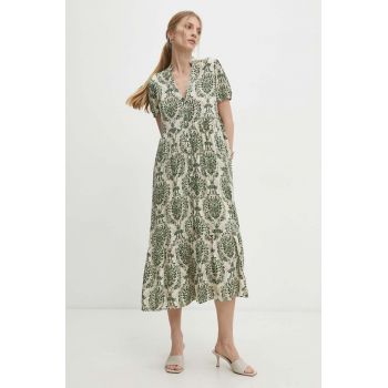 Answear Lab rochie culoarea verde, midi, evazati