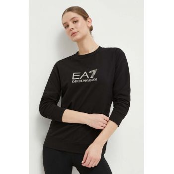 EA7 Emporio Armani bluza femei, culoarea negru, cu imprimeu
