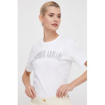 Emporio Armani tricou din bumbac femei, culoarea alb