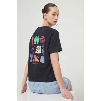 Kaotiko tricou din bumbac femei, culoarea negru