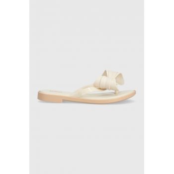 Melissa slapi MELISSA FLIP FLOP SLIM V AD femei, culoarea bej, cu toc plat, M.35748.AU005