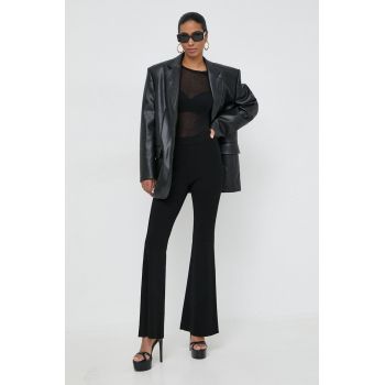 MICHAEL Michael Kors pantaloni femei, culoarea negru, evazati, high waist