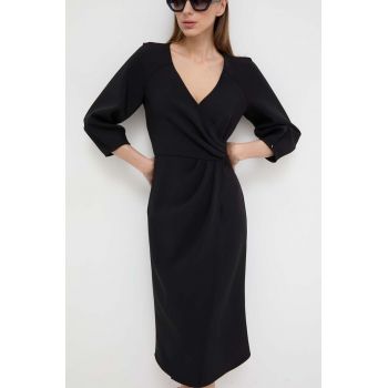 Nissa rochie culoarea negru, midi, evazați RZ14824