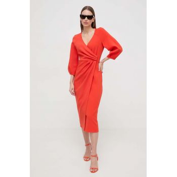 Nissa rochie culoarea portocaliu, midi, evazați RZ14824 de firma originala