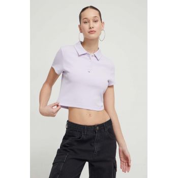 Tommy Jeans tricou polo femei, culoarea violet DW0DW18315