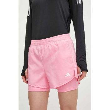 adidas Performance pantaloni scurți de antrenament culoarea roz, uni, high waist IS3950