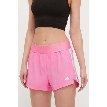 adidas Performance pantaloni scurți de antrenament Hyperglam culoarea roz, cu imprimeu, high waist IT4666 ieftini