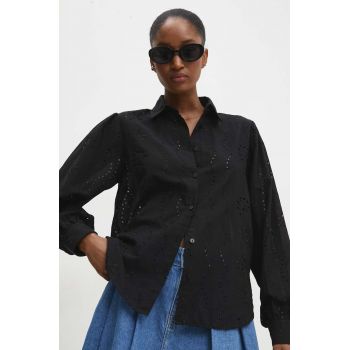 Answear Lab camasa din bumbac femei, culoarea negru, cu guler clasic, regular ieftina