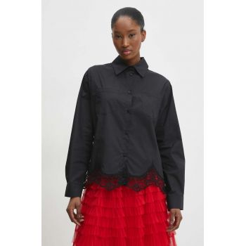 Answear Lab camasa din bumbac femei, culoarea negru, cu guler clasic, relaxed ieftina