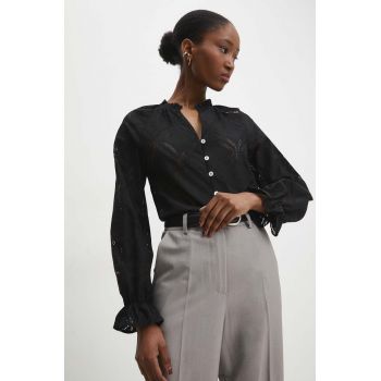 Answear Lab camasa femei, culoarea negru, regular ieftina