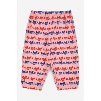 Bobo Choses pantaloni de bumbac pentru copii culoarea roz, modelator