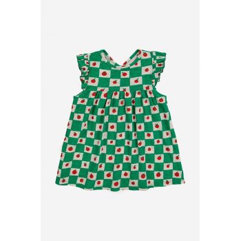 Bobo Choses rochie din bumbac pentru copii culoarea verde, mini, evazati