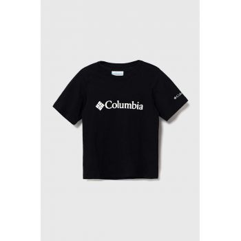 Columbia tricou de bumbac pentru copii Valley Creek Short culoarea negru, cu imprimeu