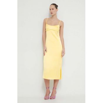 HUGO rochie culoarea galben, mini, drept 50510925