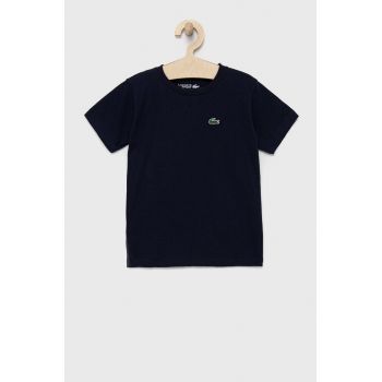 Lacoste tricou copii culoarea albastru marin, neted