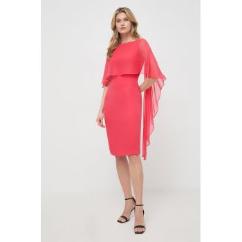 Luisa Spagnoli rochie de matase culoarea rosu, mini, drept