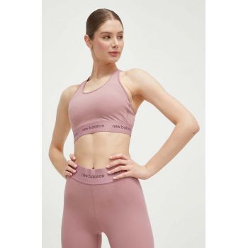 New Balance sutien sport Sleek culoarea roz, neted de firma original