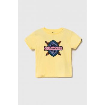 Quiksilver tricou de bumbac pentru copii RAINMAKERBOY culoarea galben, cu imprimeu