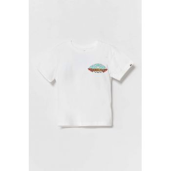 Quiksilver tricou de bumbac pentru copii TROPICALFADEBOY culoarea alb, cu imprimeu