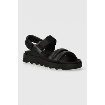 Sorel sandale de piele VIIBE SANDAL femei, culoarea negru, 2030511012