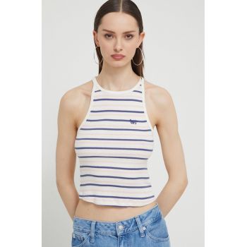 Superdry top din bumbac culoarea albastru marin ieftin