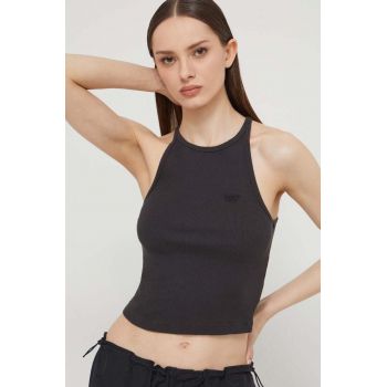 Superdry top din bumbac culoarea gri ieftin