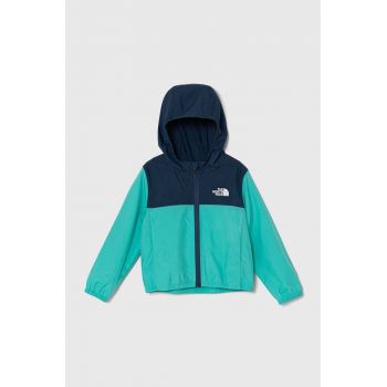 The North Face geaca copii NEVER STOP HOODED WINDWALL JACKET culoarea verde