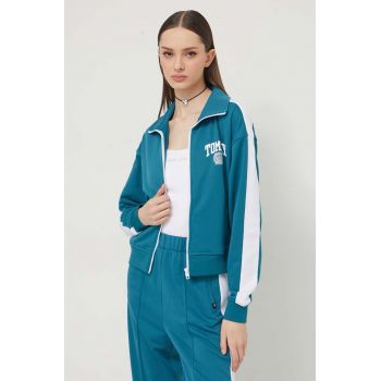 Tommy Jeans bluză femei, culoarea verde, cu model DW0DW17783