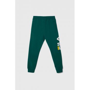 Fila pantaloni de trening pentru copii culoarea verde, cu imprimeu