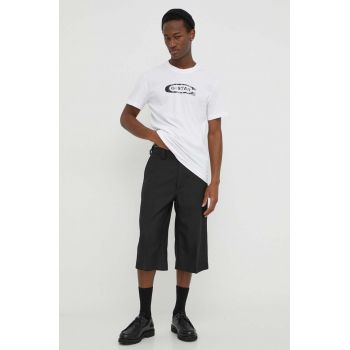 G-Star Raw tricou din bumbac barbati, culoarea alb, cu imprimeu