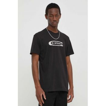 G-Star Raw tricou din bumbac barbati, culoarea negru, cu imprimeu