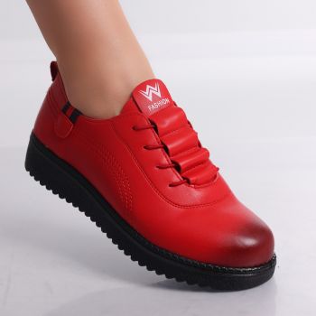 Pantofi dama casual Rosii din Piele Ecologica Drinca ieftini