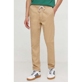 Pepe Jeans pantaloni barbati, culoarea bej, cu fason chinos