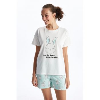 Pijama de bumbac cu iepuri